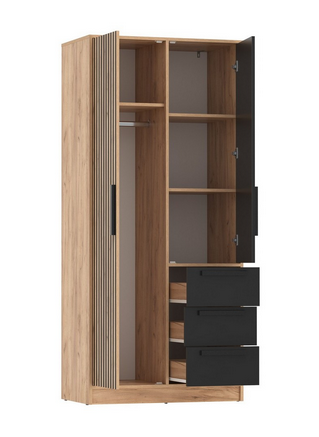 Шкаф 2-х дверный 83.09 Вегас, Дуб золотой/Черный​ 