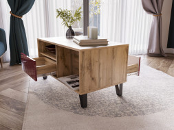 Журнальный стол Ливерпуль, вотан/бордо глянец