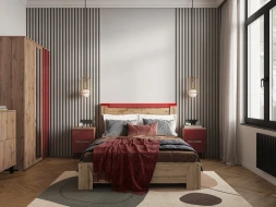 Кровать Ливерпуль, вотан/бордо глянец