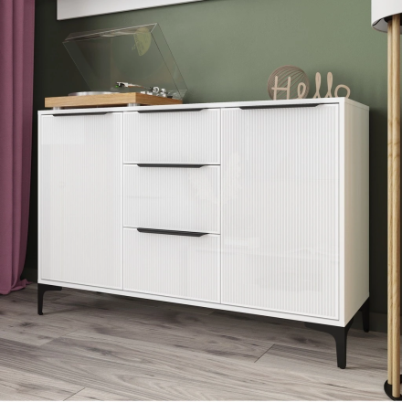 Комод Кимберли, Белый/Белый глянец 